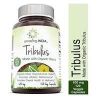Amazing India Organic Tribulus 630 mg, 120 Veggie Capsules (Non-GMO,Gluten Free) Raw, Vegan,Plant-Based Nutrition. Supports Men's Reproductive Health, Promote Lean Muscle Mass, Supports Heart