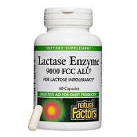 Natural Factors, Lactase Enzyme, Digestive Aid For Lactose and Dairy Intolerance, 60 capsules (60 servings)