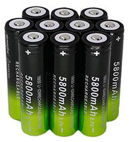 10 PCS 5800mAh,18mm x 65 mm,Button Top,Li-ion 3.7V Rechargeable Batteries For 18650 Flashlight Headlamp