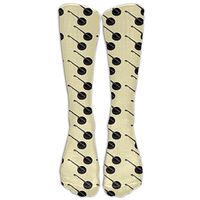 ZXX Men&Women Black Banjo Music Instrument Casual Mid-calf Socks Fashion Sports Novelty Below Knee Tube Stockings One Size