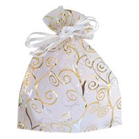 White with Golden Print 6 by 4.5 Inches | Wedding Bags, Bridal Shower Bags, Christmas Bag, Goody Bags