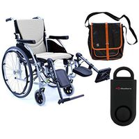 Karman S-Ergo 115 Ultra Lightweight Ergonomic Wheelchair | Seat Size 18" X 17" | Upgraded to Elevating Legrests | Fixed Wheels in Silver & Free 130 dB Black Safety Alarm!