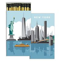 HomArt Large Decorative New York Candle and Fireplace Wood Matches (Set of 3)