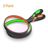 Magnifying Glass 10X, Handheld Reading Magnifier with Non-Slip Soft Rubber Handle, 75mm Magnifying Lens, Shatterproof Magnifying Mirror Reading Books, Inspection, Insects(Green/Orange)