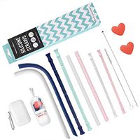 TAKEBEST Silicone Straws Drinking Reusable - Collapsible Straws with Cases and Cleaning Brushes BPA Free, 30&20 oz Tumbler Compatible for Travel,Office
