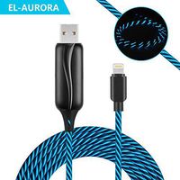 EL-AURORA Lightning to USB Cable 360 Degree Light Up Visible Flowing Glowing LED iPhone Charger Cable to USB Syncing and Data Cord for iPhone 7/7 Plus/6/6 Plus/6s/6s Plus/5/5s and more-3ft (black)