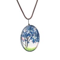 smallwoodi Exquisite Stylish Pendant,Creative Women Dry Flowers Oval Pendant Faux Leather Rope Chain Necklace for Women Jewelry Dark Blue