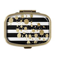 AmSun Black and white Custom Square Medicine Pocket Wallet Travel Pill Vitamin Decoration Box Case Holder