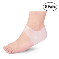 PeleusTech Heel Guard Gel Set, 5Pairs Heel Protectors - Relieve Heel Pain from Plantar Fasciitis - Heel Spur - Cracked Heels - (White)