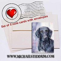 Michael Steddum FCR Head Study II, Flat Coated Retriever Note Card Set