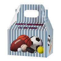 Personalized Gable Treat Bags| 24 Pack Happy Birthday Sports Party Favor Treat Box| Fill with Your own Chocolates and Prizes. | Customized with Your Child's Name on it.