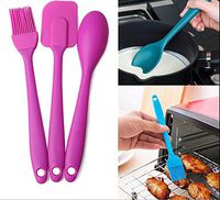 Silicone Spatula Brush Spoon Kitchen Cooking Utensil Baking Mixing Tool 3 Set