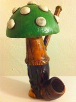 Handmade Tobacco Pipe, Tall Green Mushroom Design