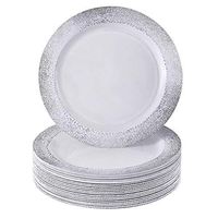DISPOSABLE PLASTIC DINNER PLATES 10.25" Silver Mist 20 pc