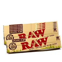 RAW Organic Hemp Natural Unrefined Rolling Paper - King Size Slim 110mm Size (6 Packs)