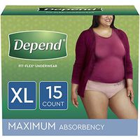 Depend FIT-FLEX Incontinence Underwear for Women, Disposable, Maximum Absorbency, XL, Blush, 15 Count