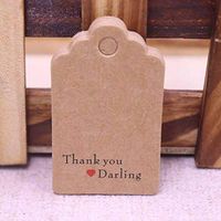 OBELLA BOUTIQUE 5x3cm 100pcs per lot handmade hang tag kraft paper thank you gift tag label for wedding/candy/baby gift products tagging package