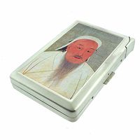 Cigarette Case with Built in Lighter Genghis Khan S4 Smoking King Size Cigarettes Silver Metal Wallet 4" X 2.75" RFID Protection