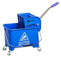 M2 Professional Junior Commercial Junior Mop Bucket with Side Press Wringer and Wheels, 23 Quart / 6 Gallon Capacity - Blue