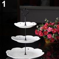 SEniutarm 3 Tier Cake Plate Stand Handle Hardware Crown Fitting Wedding Party Table Decor Black