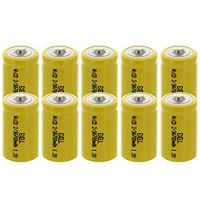 10x 2/3A Size 1.2V 700mAh NiCD Button Top Rechargeable Batteries for high power static applications
