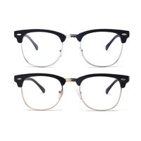 Unisex Blue Light Blocking Glasses Square/Half Frame Eyeglasses Frame Anti Blue Ray for Computer Game Eyewear (214316matteblacksilver-brightblackgold)