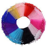 HRX Package 100pcs Multi-Colored Organza Bags,4 x 6 inches Christmas Wedding Favors Gift Drawstring Bags Jewelry Pouches Candy Mesh Pouches