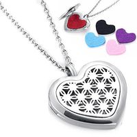 memorial jewelry Perfume Locket Diffuser Necklace 316L Stainless Steel Heart Locket 12pcs Oil Pad