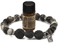 Saint H Black Webstone Lava Stone Diffuser Bracelet Includes Essential Oil Sample-Medium