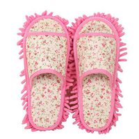 Frjjthchy Women's Floor Cleaning Mop Slippers Super Absorbency Microfiber Dusting Mopping Shoes with Removable Bottom (Women 7-10/Men 5-8, Pink)