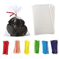 brdonsuper || 5 in x 7 in Clear Flat Cello Cellophane Treat Bags Good for Bakery,Popcorn,Cookies,Candies,Dessert 1.2mil.Give Metallic Twist Ties, 100 Pcs, Transparent