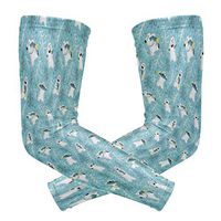 Christmas Bear Eating Fish Light Blue Unisex Arm Sleeve,UV Protection Arm Compression Sleeve, Skin Protection Sport Arm Cooler Sleeve for Running Hiking Jogging Motorcycling Climbing Camping