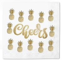 Cheers Pineapple Pack 100 Napkins Gold Foil Cocktail