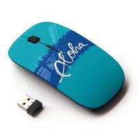 KawaiiMouse [ Optical 2.4G Wireless Mouse ] Aloha Hawaii Blue Teal Text Vacation