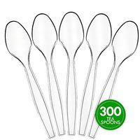 Plasticpro Disposable Clear Plastic Tea Spoons Heavyweight Box of 300 Count