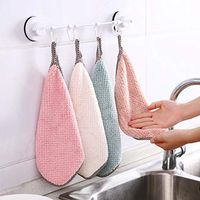 Erholi Home Kitchen Double Side Coral Fleece Dish Washing Cleaning Cloth Towel Rag Wipe Sponges