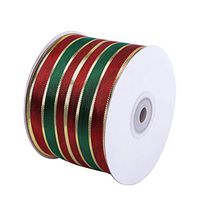 Wired Christmas Ribbon 25 Yards 2-1/2'' Sheer Organza Glitter Crafts Gift Wrapping Festive Ribbons Christmas Design Decorations (Multi)