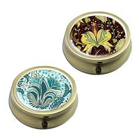 Pill Cases Set of 2 - Cheliz Compact 3 Compartment Medicine Case, Pill Box for Pocket or Purse (Flower Set)