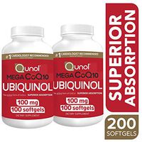 Qunol Mega Ubiquinol CoQ10 100mg, Superior Absorption, Patented Water and Fat Soluble Form of Coenzyme Q10, Natural Supplement Antioxidant for Heart Health, 100 Count, Pack of 2