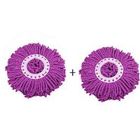 Meiwash 360 Degree Spin Wet Mop Head,Superfine Fiber Cleaning Replacement Mop Head for Car and Home (Purple 2 pcs)