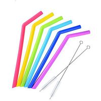 Reusable Silicone Straws Extra long Flexible Straws Hose Eco-Friendly Tube Pipe Juice Drinking Straws with Cleaning Brushes