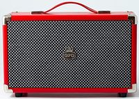 GPO Westwood Retro 25 Watt Speaker with Subwoofer, RCA Input, Bluetooth with Retro Grille and Carry Handle - Red