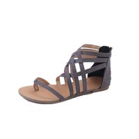 Hemlock Women Summer Bohemia Sandals Shoes Bandage Flat Sandals (US:5.5, Grey)