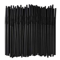 ALINK Flexible Black Plastic Drinking Straws, Extra Long Disposable Extendable Bendy Party Fancy Straws, Pack of 200