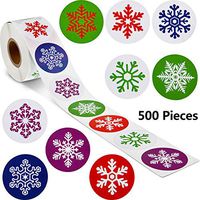 Snowflake Label Stickers Happy New Year Stickers Thank You Seal Stickers Valentine's Day Stickers Inspirational Quote Stickers (Colorful Snowflakes, 500 Pieces)