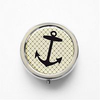 RhyNSky Ship's Anchor Mini Portable Pocket Pill Box Case Holder for Purse, 3 Compartments, Silvery, FS526