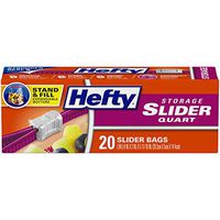 Hefty Slider Food Storage Bags, Quart Size, 1 Box of 20 Bags
