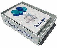 Lady Jayne Boxed Set of 10 Silver Foil Thank You Note Cards - Balloon Floating Elephant 25935