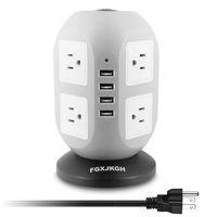 Power Strip Surge Protector,Extension Cord,[2019Upgraded] FGXJKGH,8Outlet4USB Ports Multi Plug Outlet,Extension Cord Plug,Multi Extension Cord, 6.5Ft Wire 2500W Multi Outlet (Gray+White)