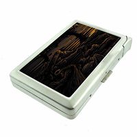Mountain Cave Journey Em1 Hip Silver Cigarette Case With Built In Lighter 4.75" X 2.75" Id Holder Metal Wallet RFID Protection